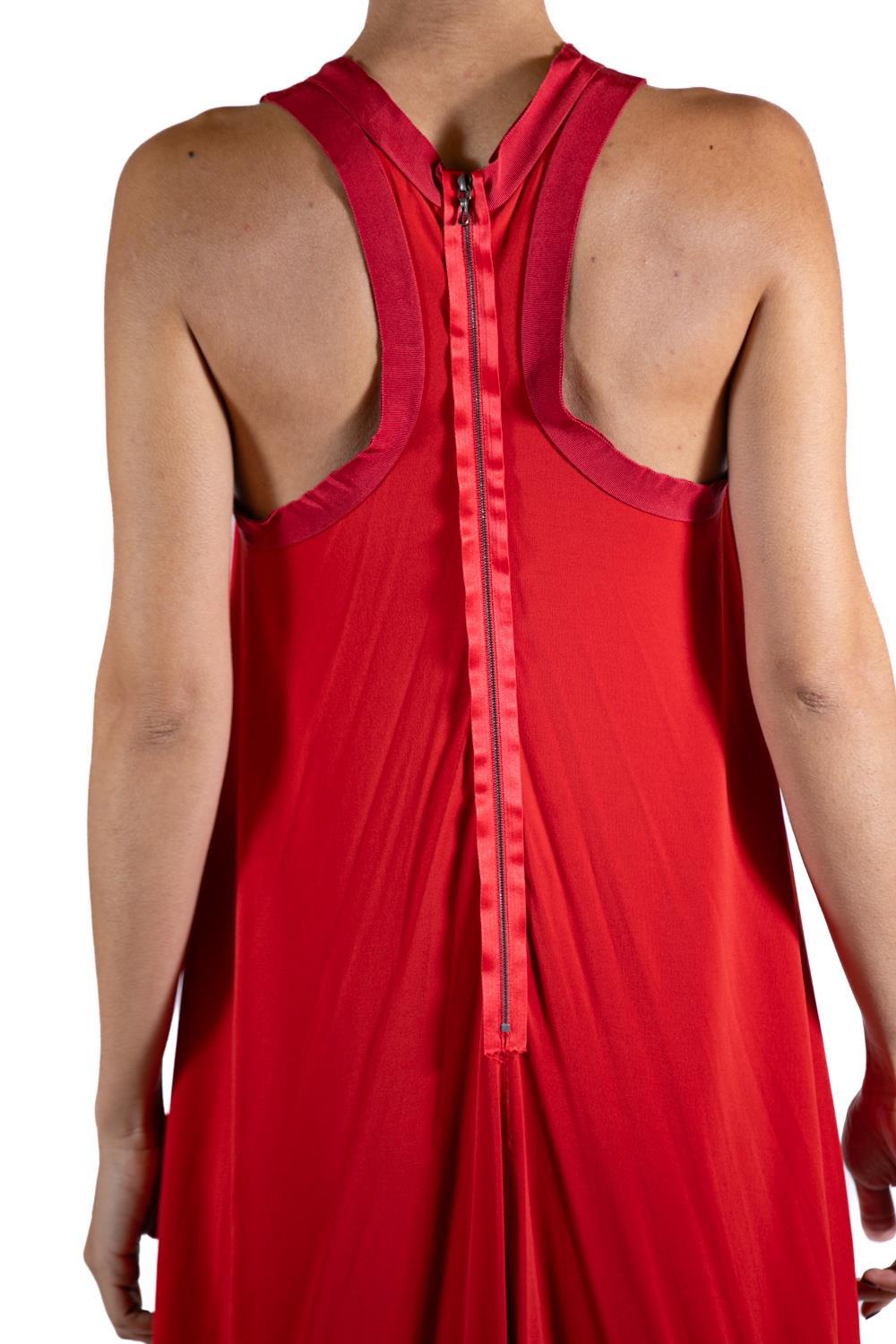 2000S LANVIN Red Acetate & Poly Dress For Sale 4