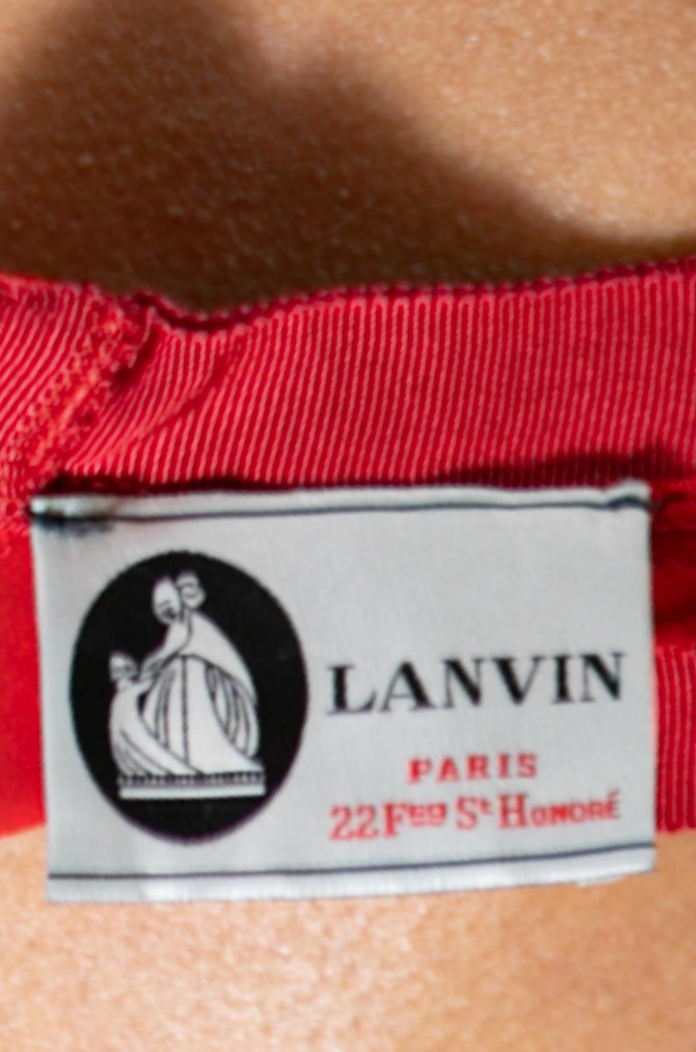 2000S LANVIN Red Acetate & Poly Dress For Sale 5
