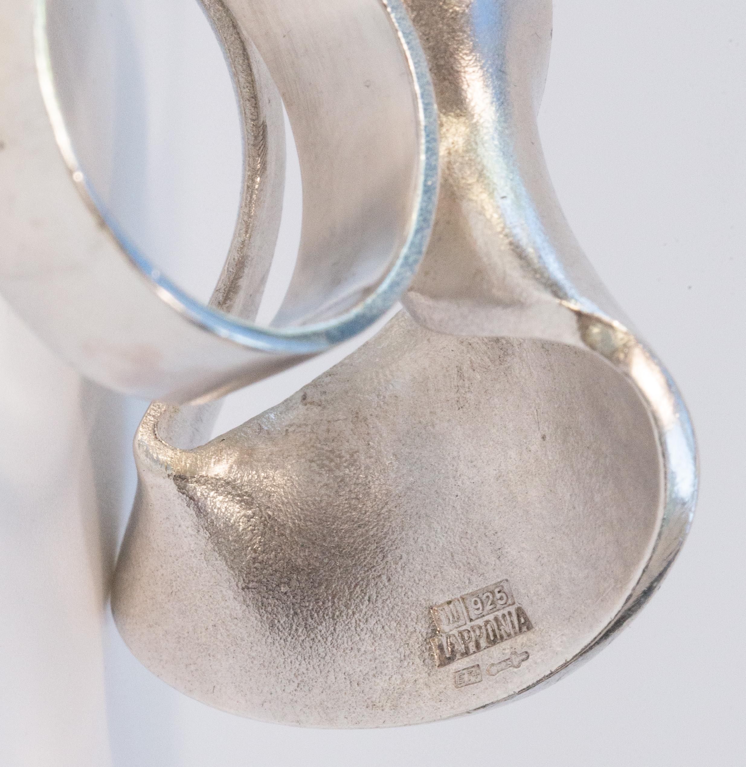 2000s Lapponia by Pekka Hirvonen Sterling Silver Modernist Ring Size 19 im Angebot 5