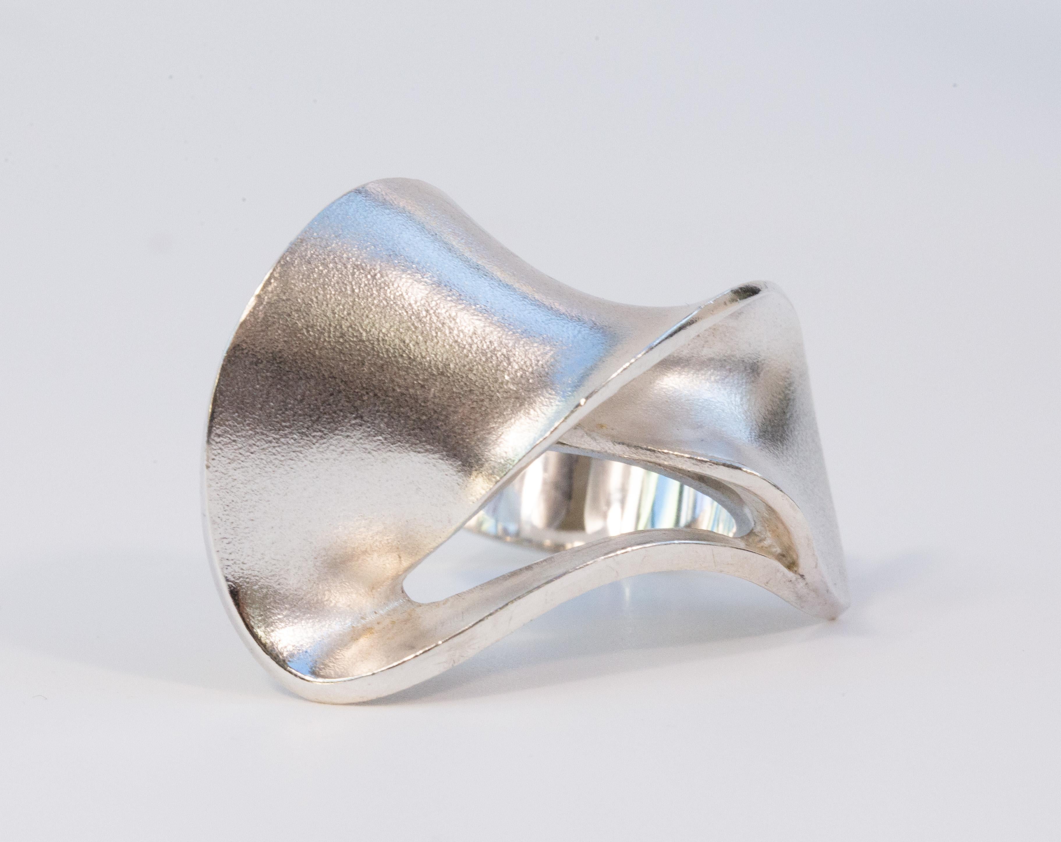 2000s Lapponia by Pekka Hirvonen Sterling Silver Modernist Ring Size 19 im Angebot 7