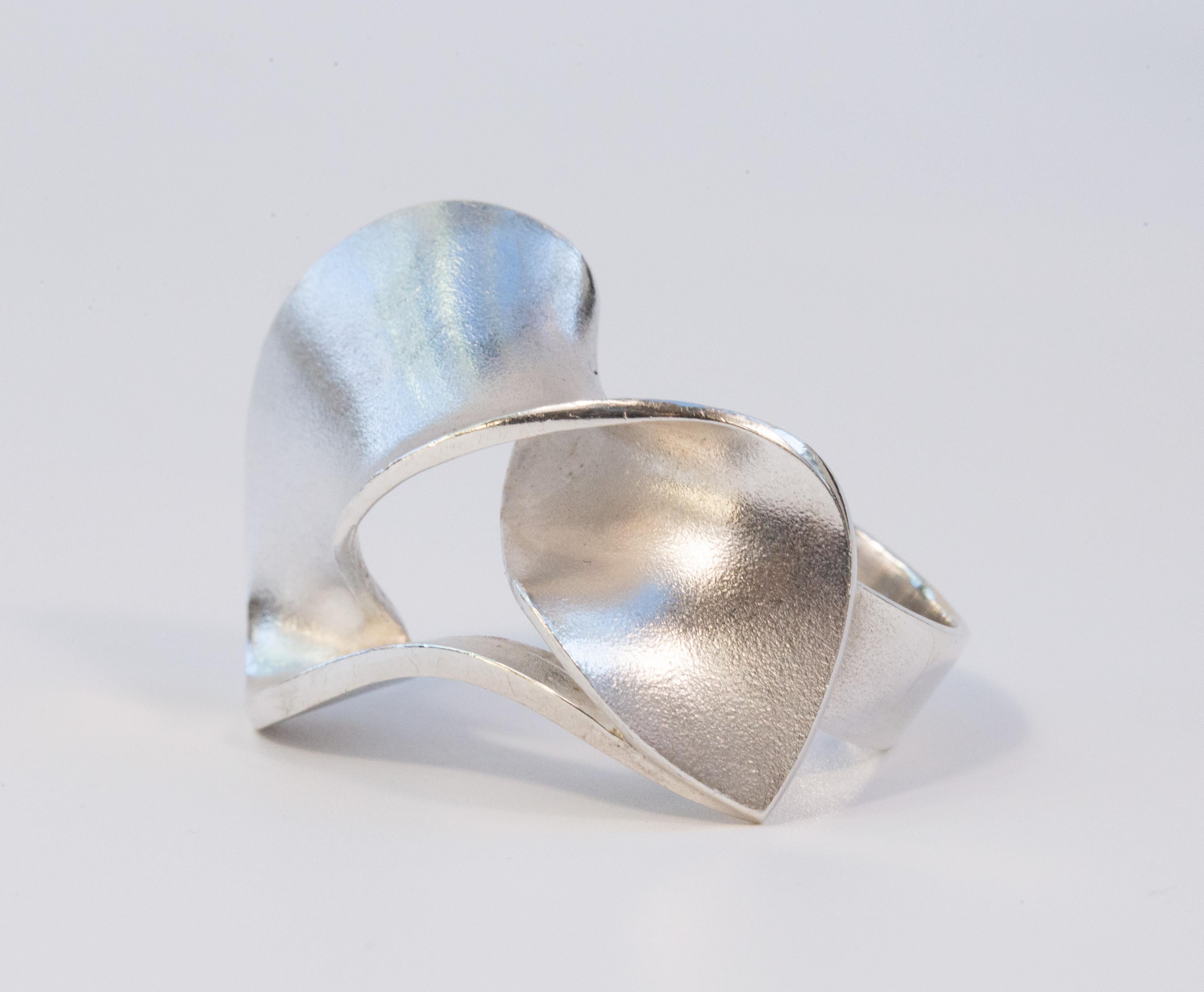 2000s Lapponia by Pekka Hirvonen Sterling Silver Modernist Ring Size 19 im Angebot 8