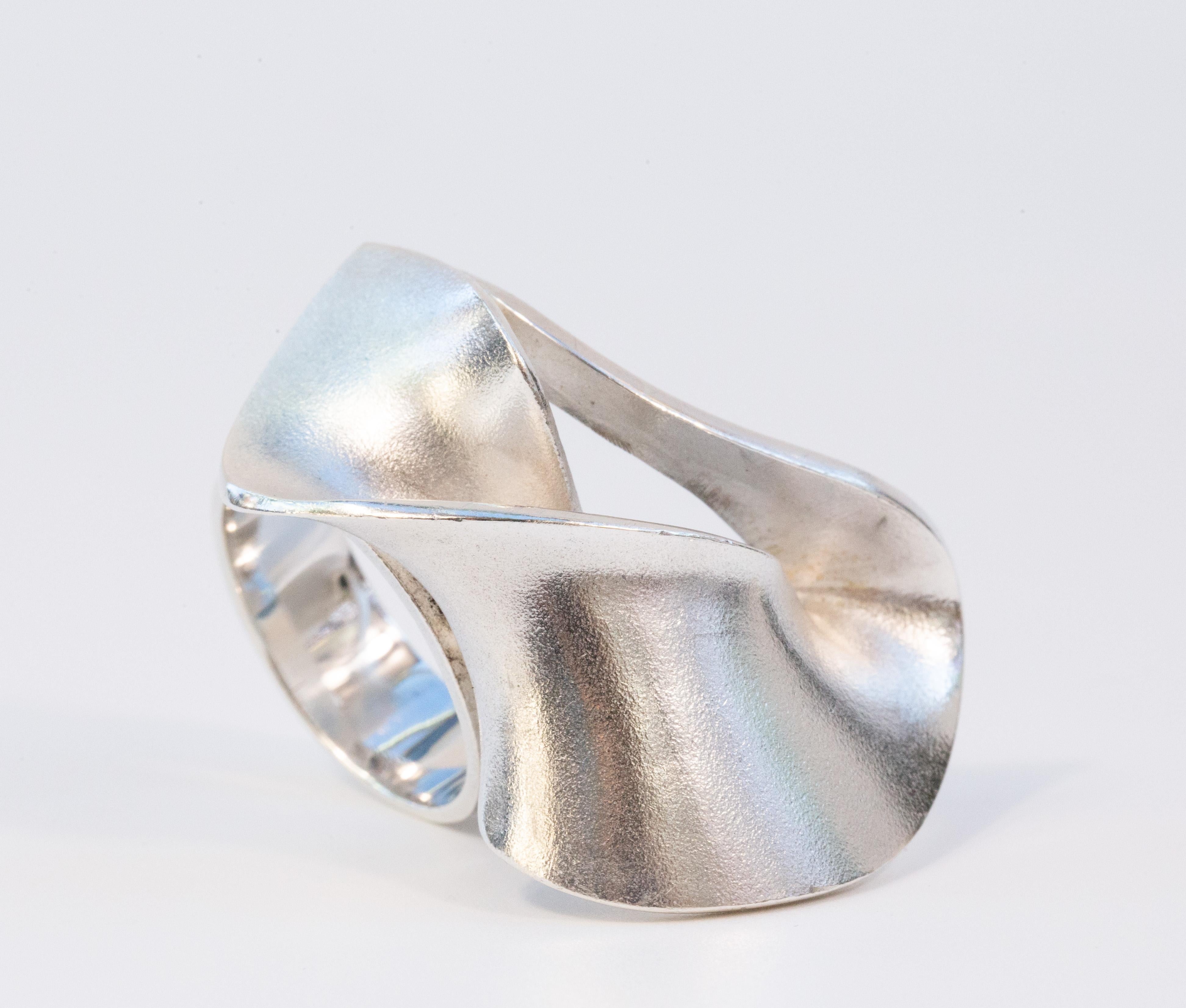 2000s Lapponia by Pekka Hirvonen Sterling Silver Modernist Ring Size 19 im Angebot 10