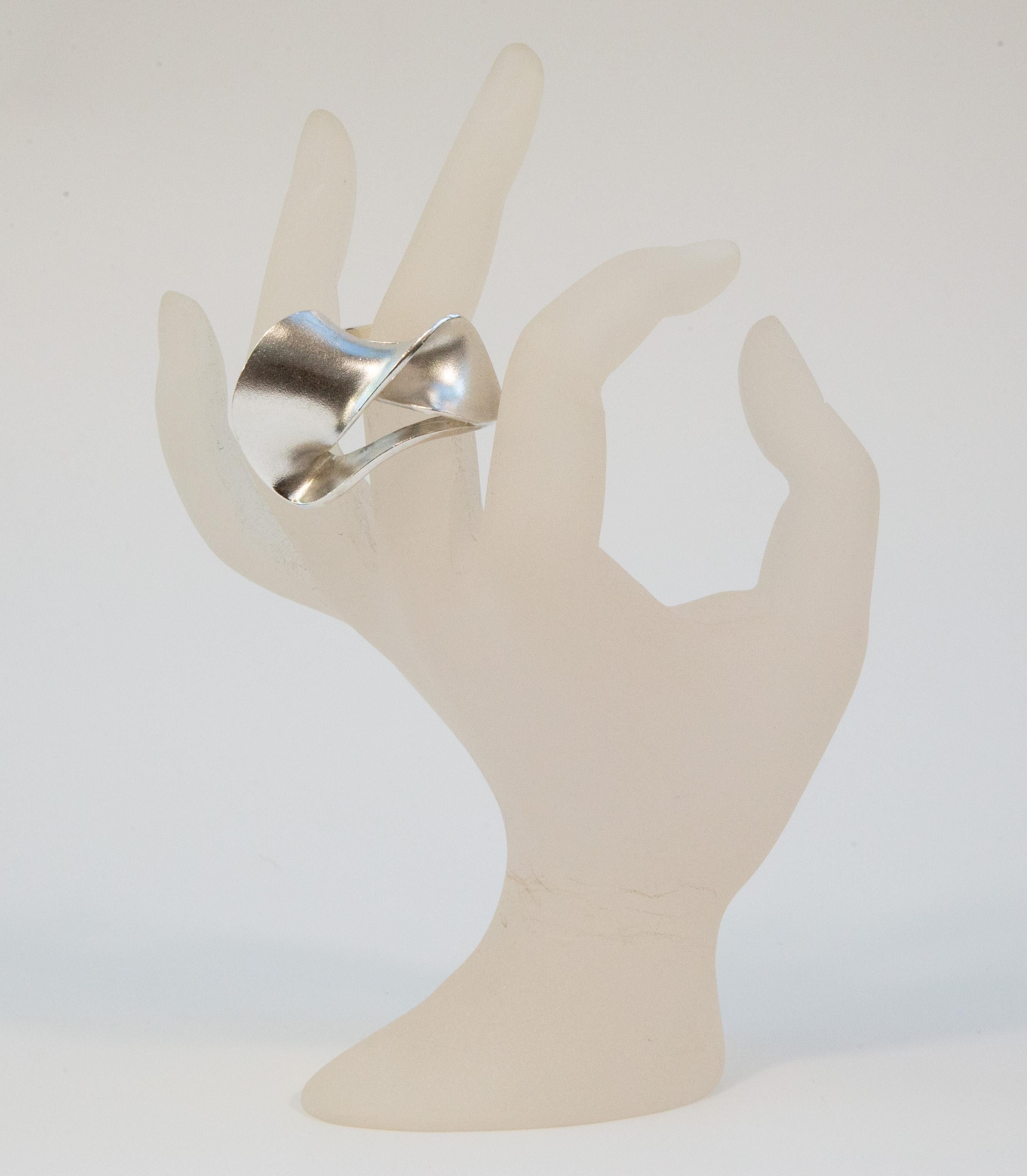 2000s Lapponia by Pekka Hirvonen Sterling Silver Modernist Ring Size 19 im Angebot 11