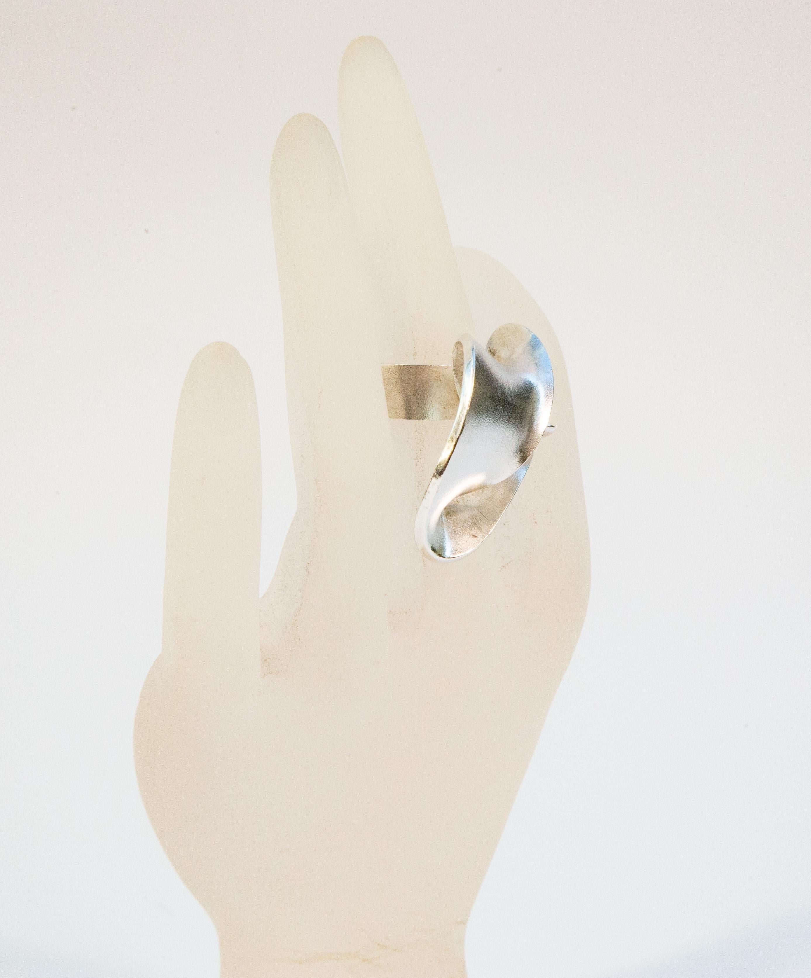 2000s Lapponia by Pekka Hirvonen Sterling Silver Modernist Ring Size 19 im Angebot 13