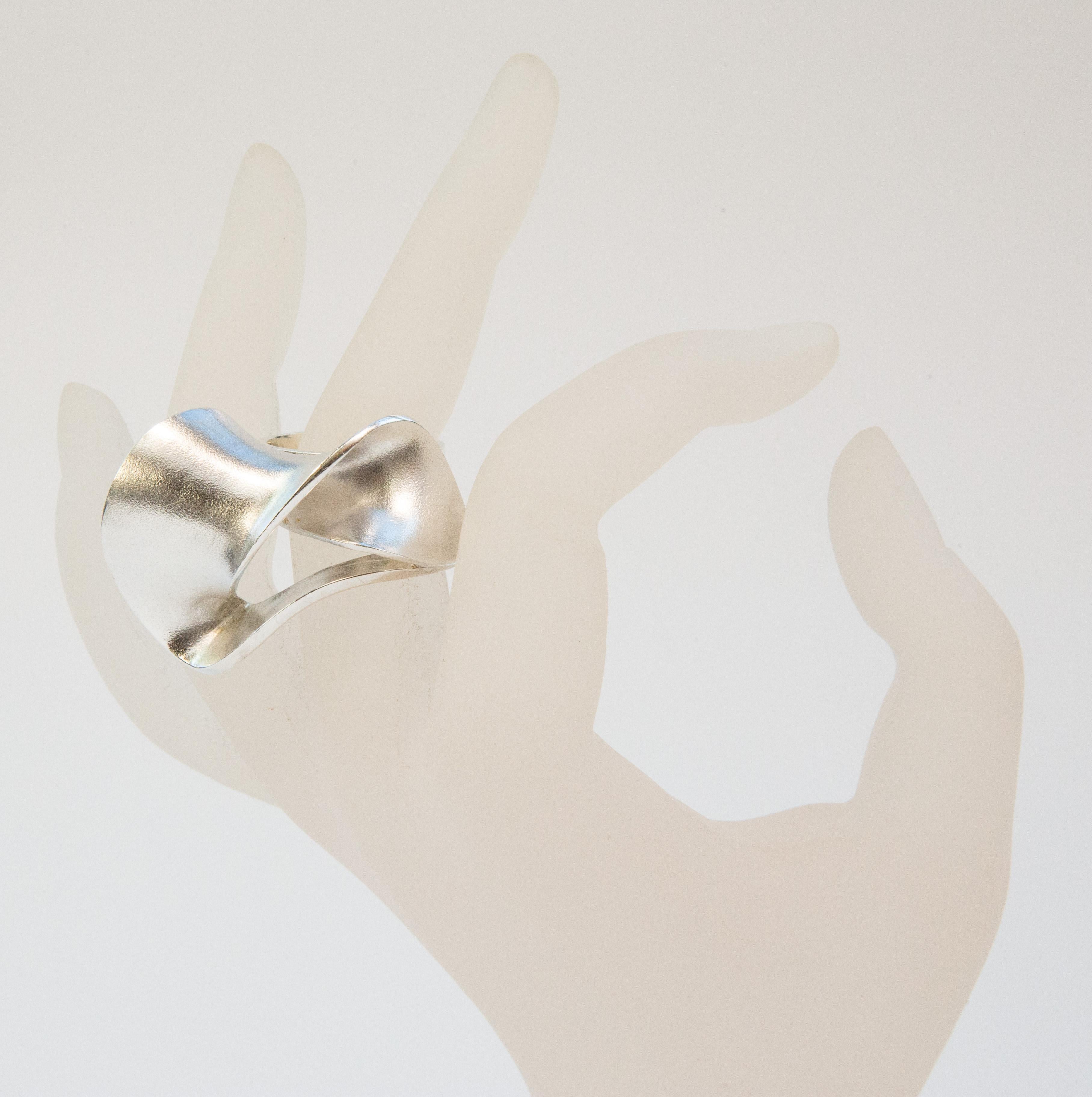 2000s Lapponia by Pekka Hirvonen Sterling Silver Modernist Ring Size 19 im Angebot 14