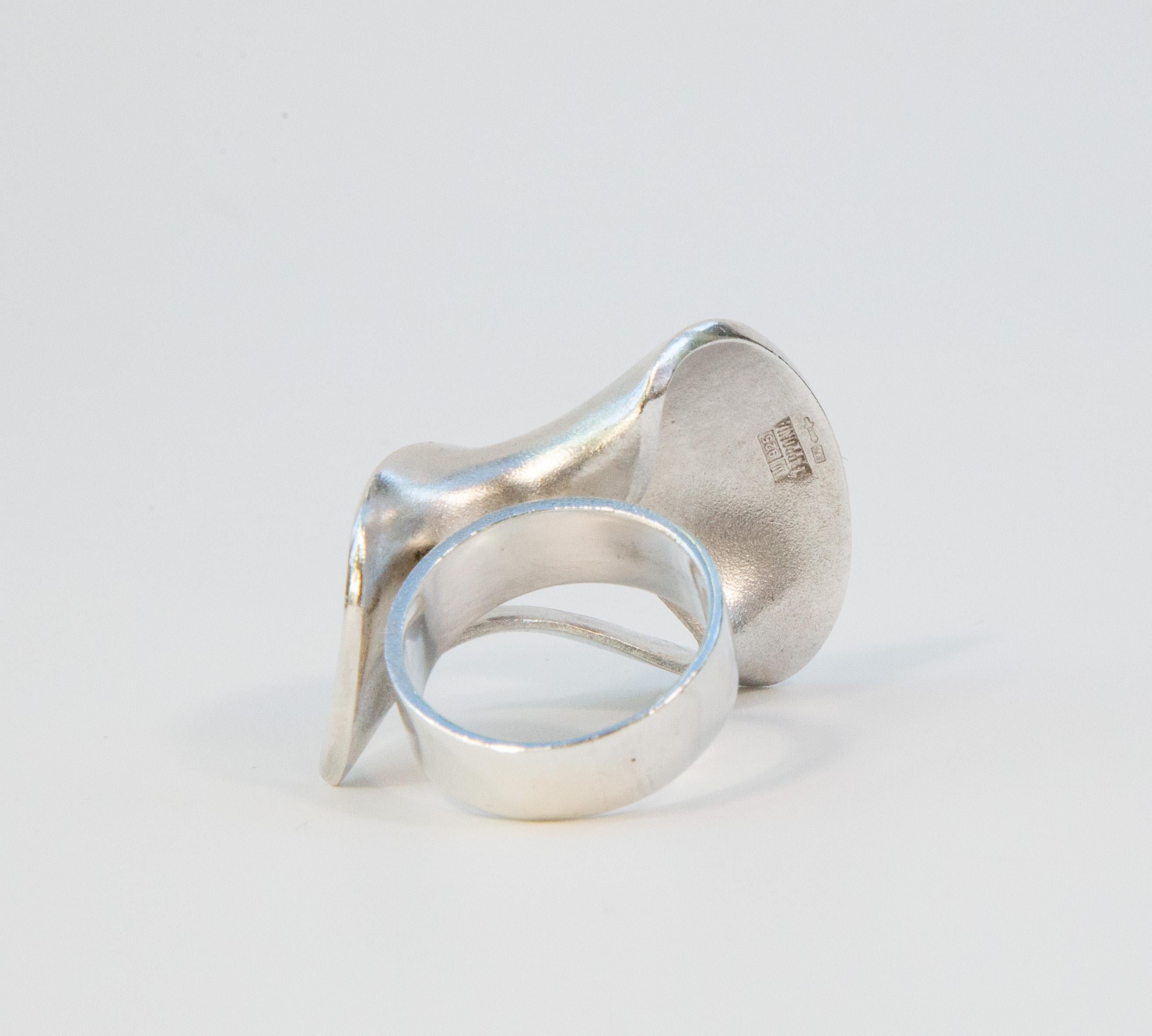 2000s Lapponia by Pekka Hirvonen Sterling Silver Modernist Ring Size 19 für Damen oder Herren im Angebot