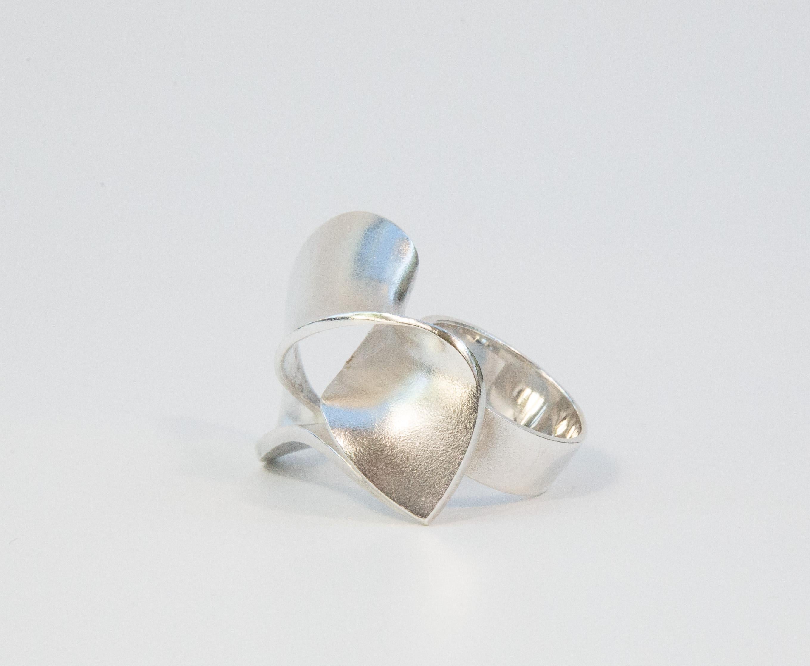 2000s Lapponia by Pekka Hirvonen Sterling Silver Modernist Ring Size 19 im Angebot 1