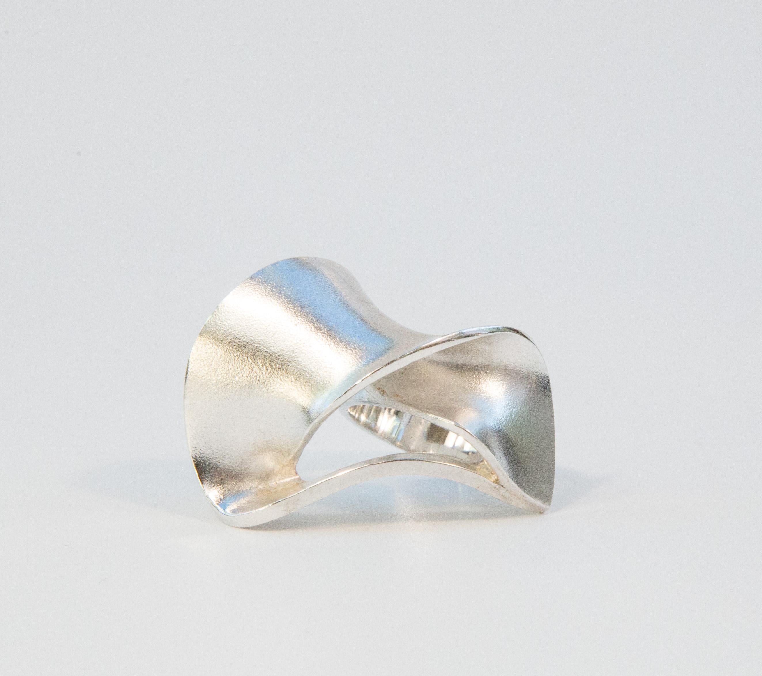 2000s Lapponia by Pekka Hirvonen Sterling Silver Modernist Ring Size 19 im Angebot 2