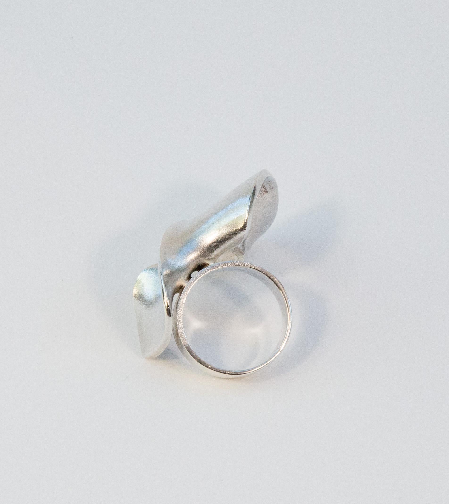 2000s Lapponia by Pekka Hirvonen Sterling Silver Modernist Ring Size 19 im Angebot 3