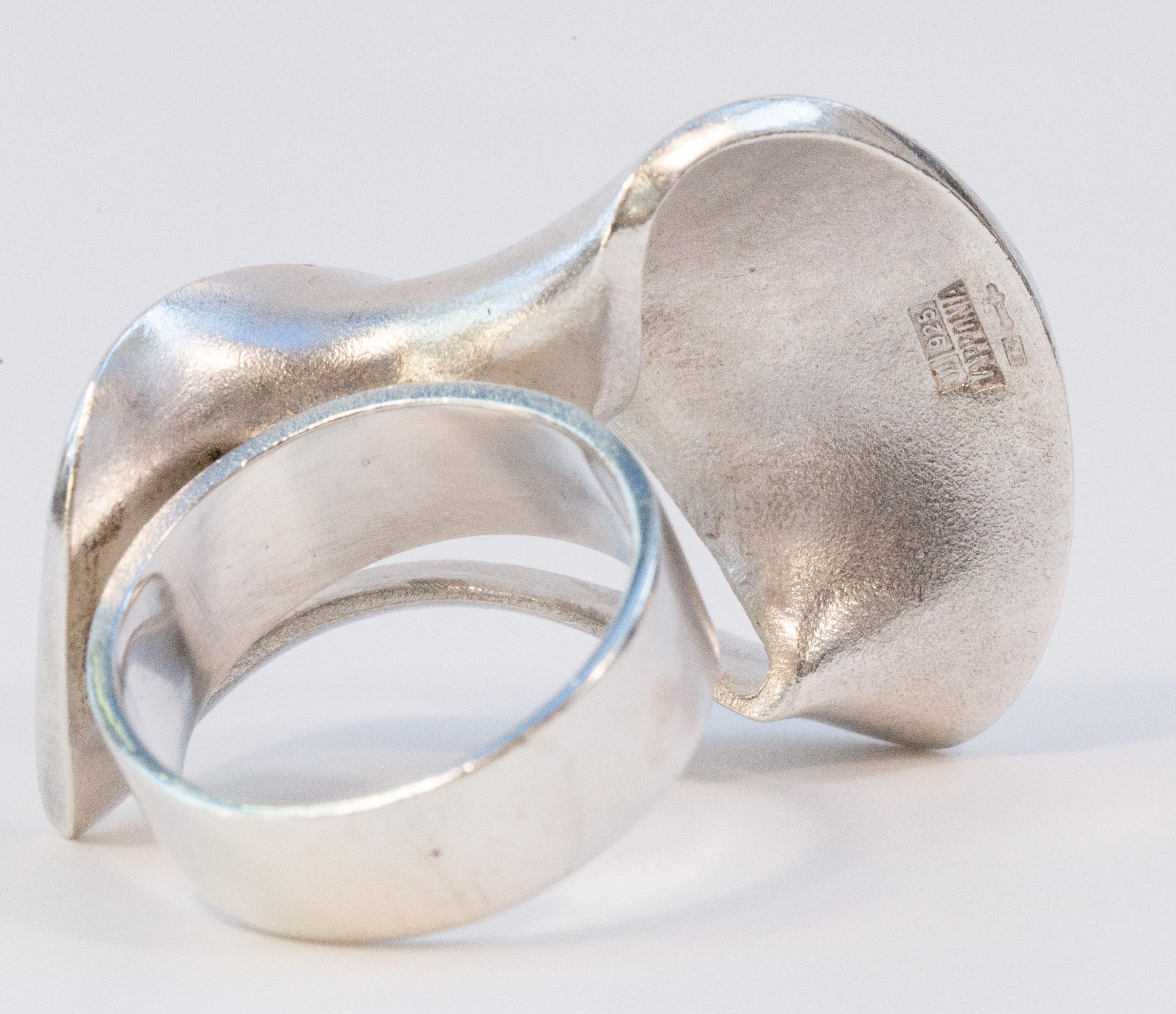 2000s Lapponia by Pekka Hirvonen Sterling Silver Modernist Ring Size 19 im Angebot 4