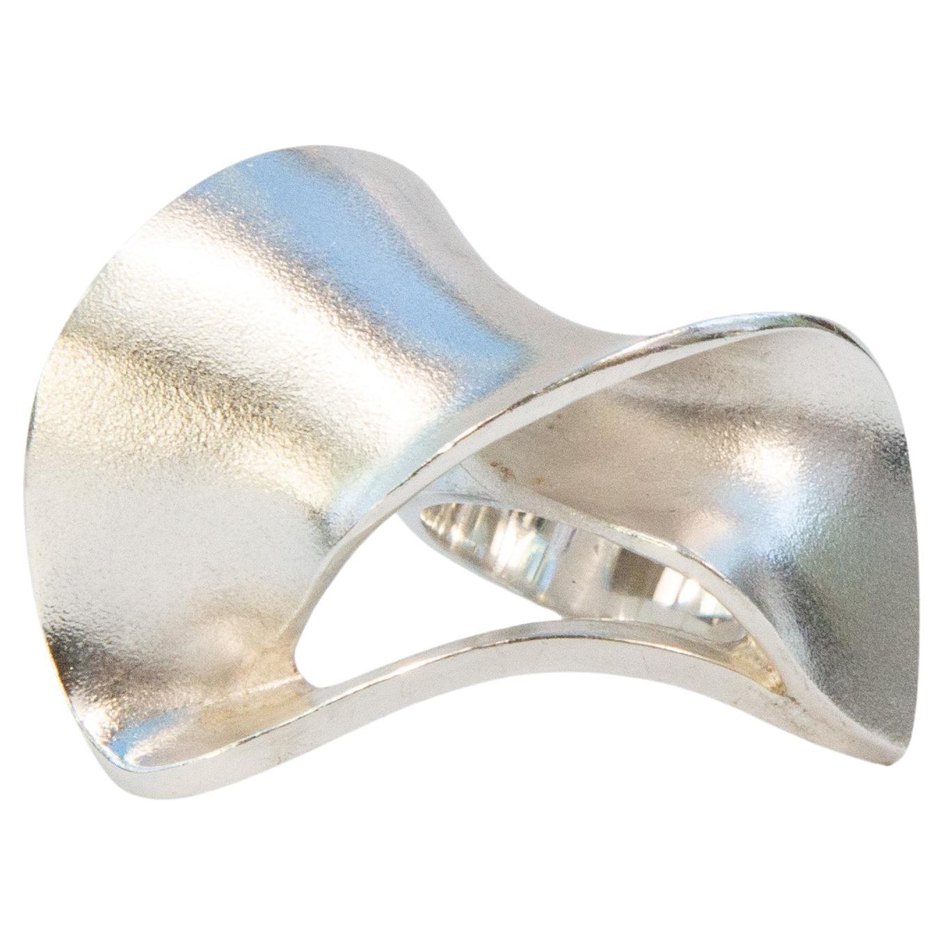 2000s Lapponia by Pekka Hirvonen Sterling Silver Modernist Ring Size 19