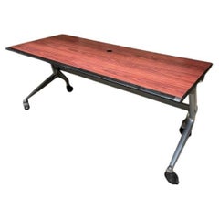 2000s Large Desk Rosewood Aluminum in Style of Herman Miller