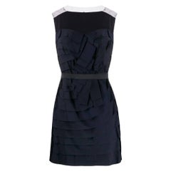 2000s Lavin Marine Dark Navy Blue Silk Mini Dress