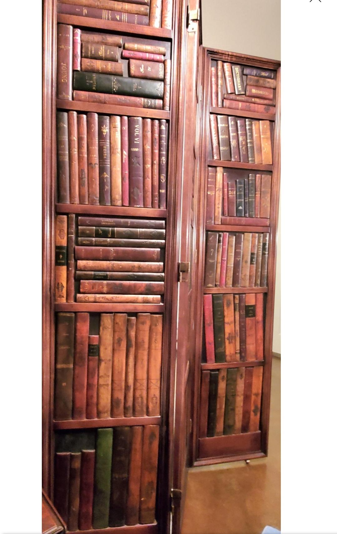 2000s Leather Books Motif Screen/Room Divider For Sale 5