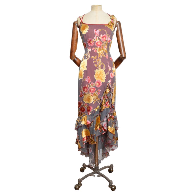 2000s floral dress Y2K Maxi Dress: White Polyester Cottagecore shoulder pads Rare 2000s LIZ LISA Organza