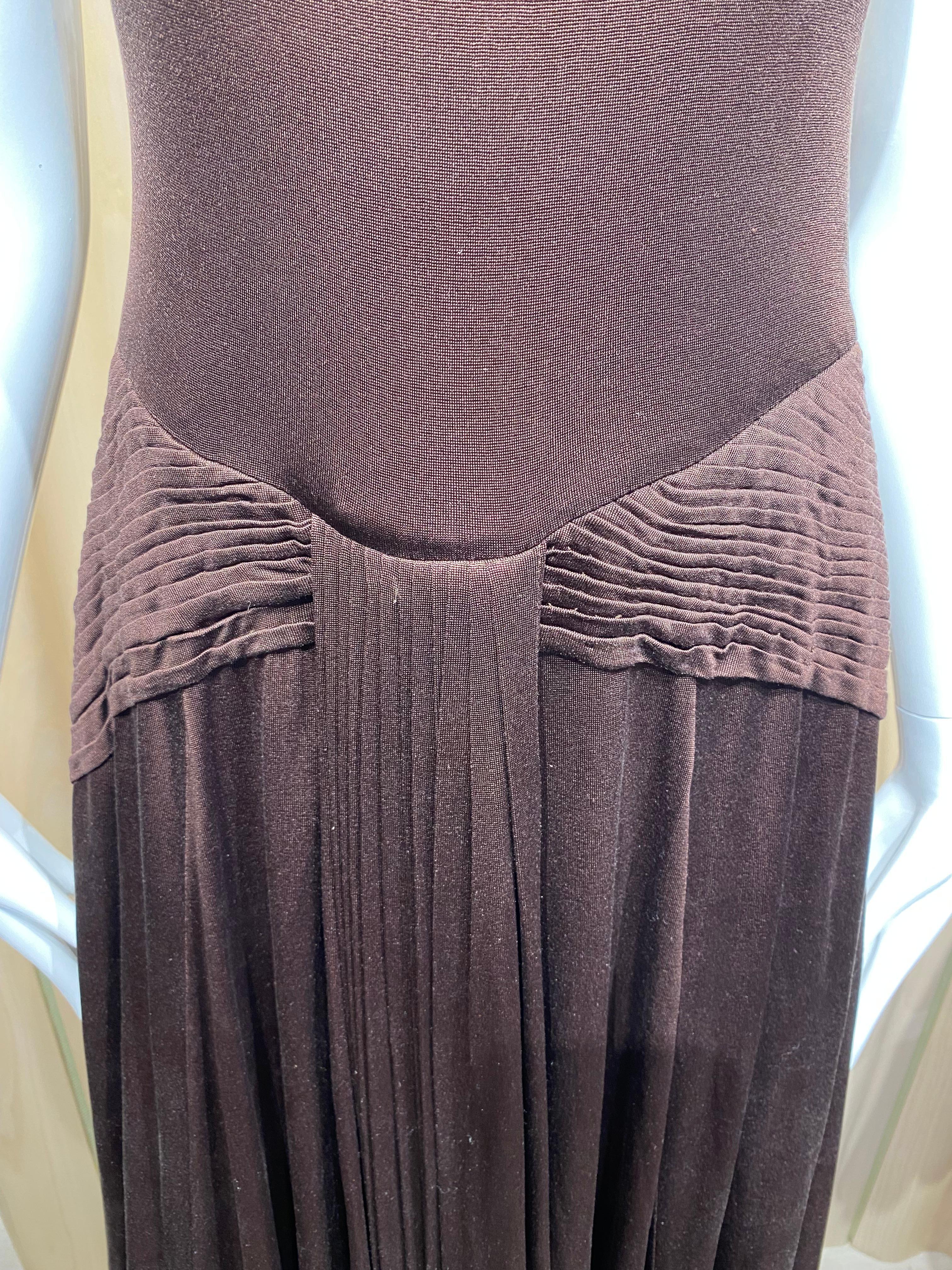 2000s Lloyd Klein Couture Brown Silk Jersey with cut out  back 1