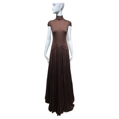 2000s Lloyd Klein Couture Brown Silk Jersey with cut out  back