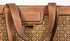 2000s Loewe Anagram Canvas and Metallic Leather Tote Bag