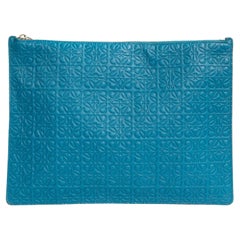 2000s Loewe Anagram Embossed Multicolor Leather Clutch Pochette
