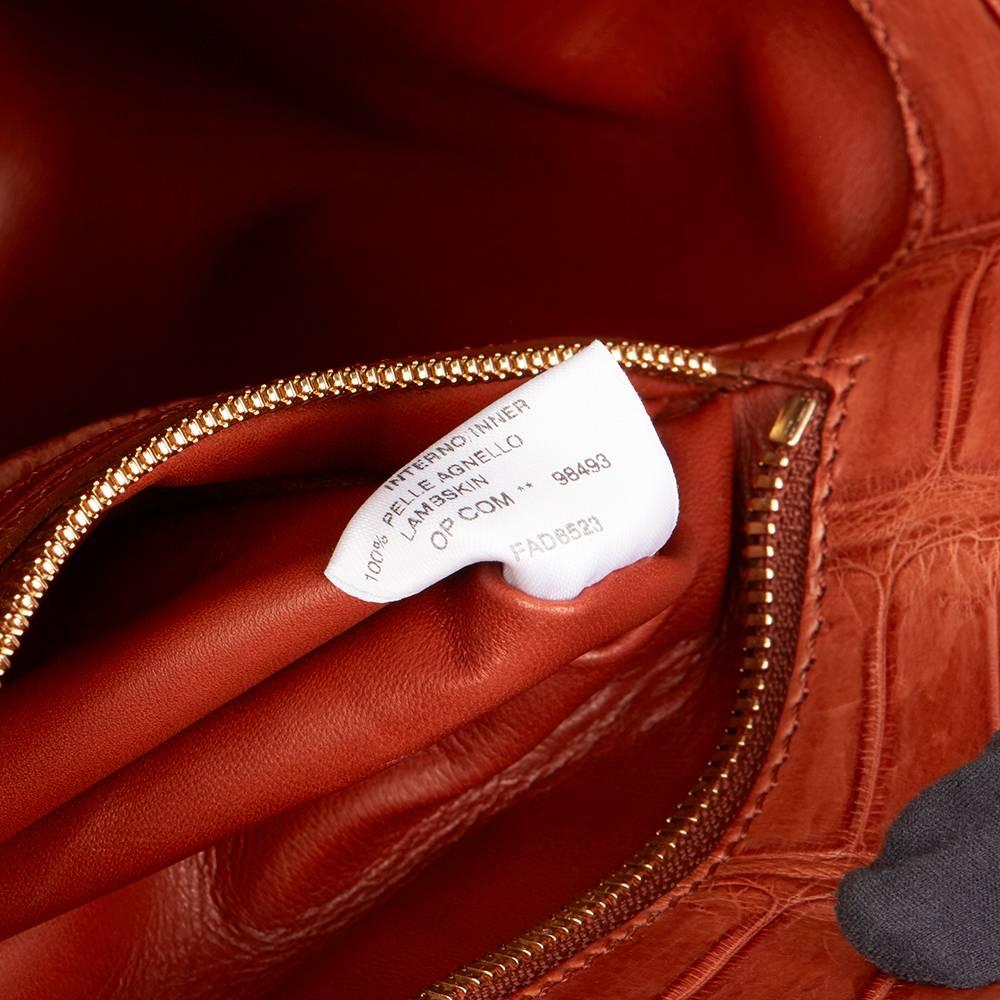 Loro Piana Autumn Leaves Matte Crocodile Leather Bellevue Media Bag, 2000s In Excellent Condition In Bishop's Stortford, Hertfordshire