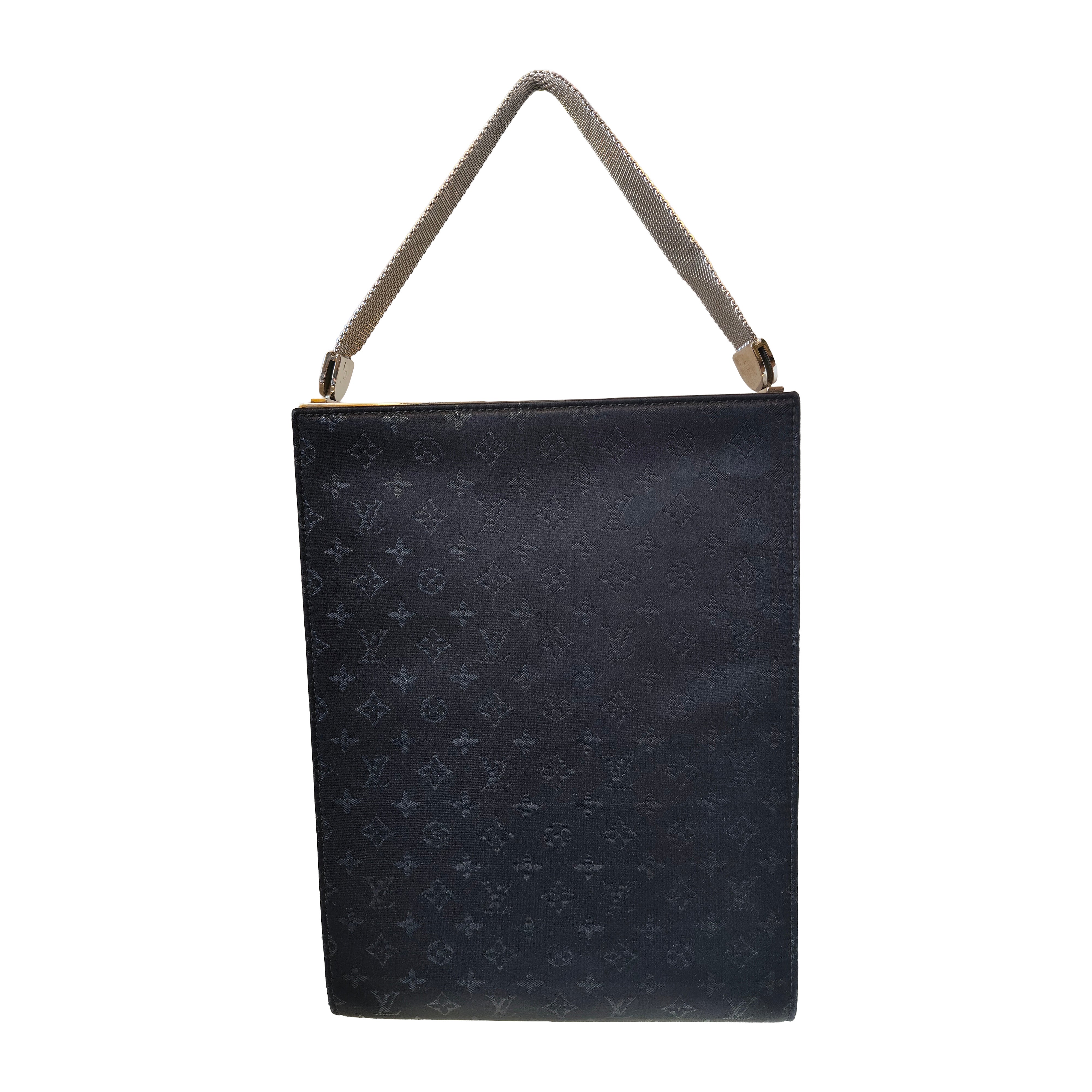 2000er Louis Vuitton Angers GM aus Satin mit Monogrammen und silbernen Henkeln im Angebot