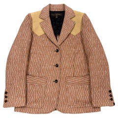 2000s Louis Vuitton by Marc Jacobs chaqueta blazer de pata de gallo con hombro de ante