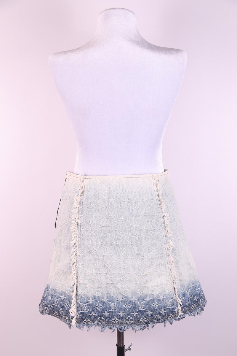 2000S Louis Vuitton Cotton Denim LV Logo Monogram mini skirt 2007 For Sale 3