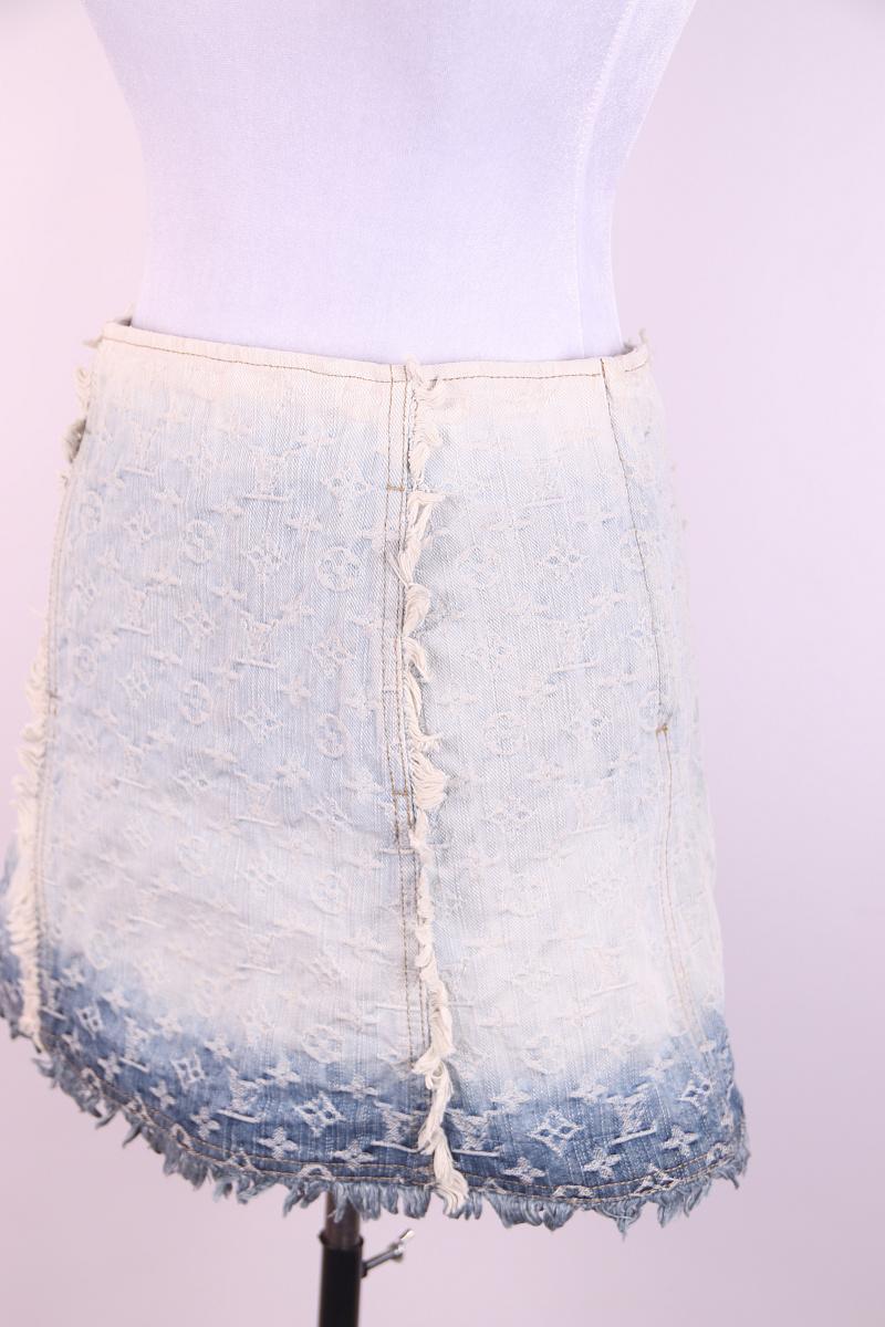 2000S Louis Vuitton Cotton Denim LV Logo Monogram mini skirt 2007 For Sale 4