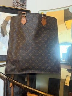 2000s Louis Vuitton Monogram Brown Coated Canvas and Vachetta Leather Sac Plat