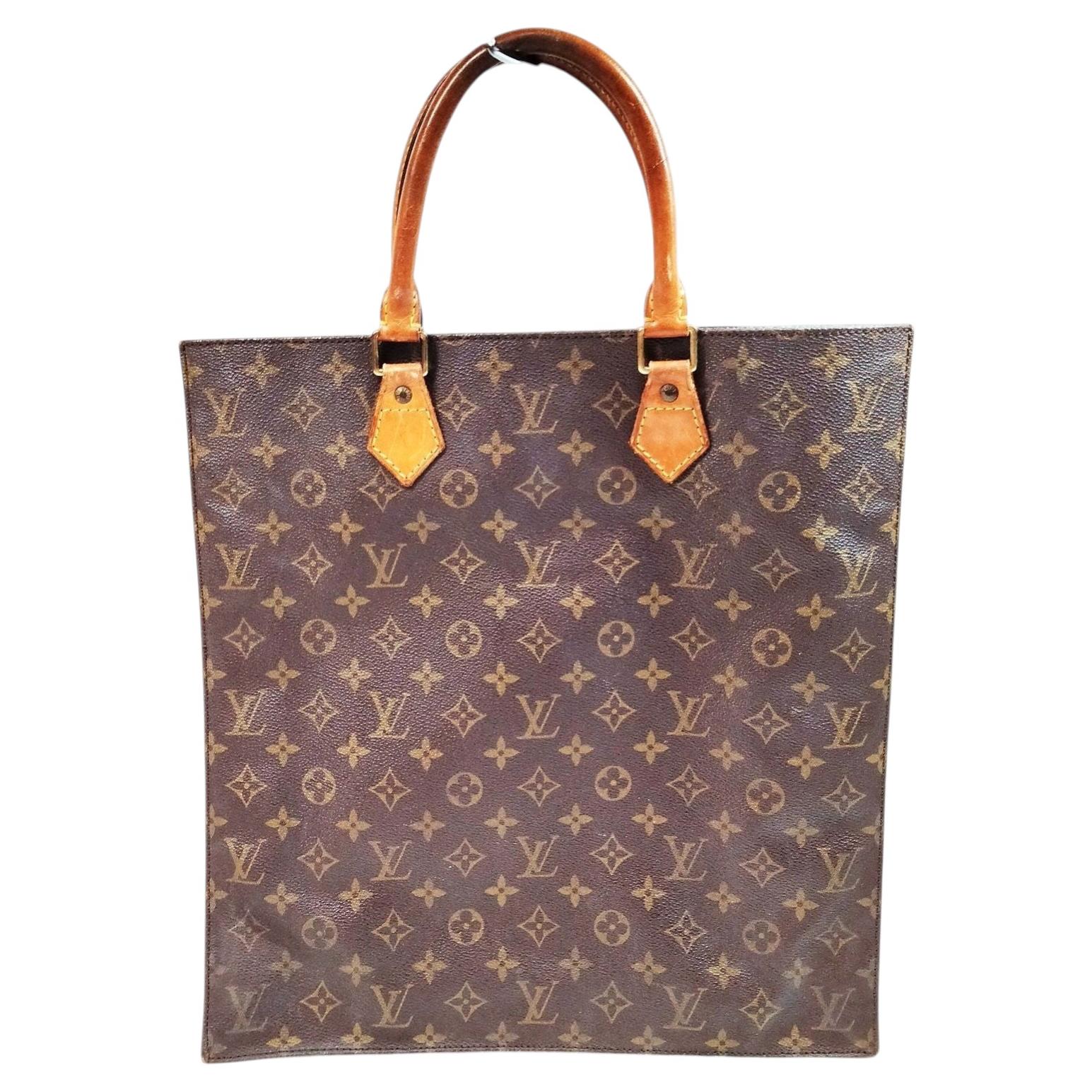 2000s Louis Vuitton Monogram Brown Coated Canvas and Vachetta Leather Sac Plat