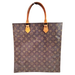 2000s Louis Vuitton Monogram Brown Coated Canvas and Vachetta Leather Sac Plat