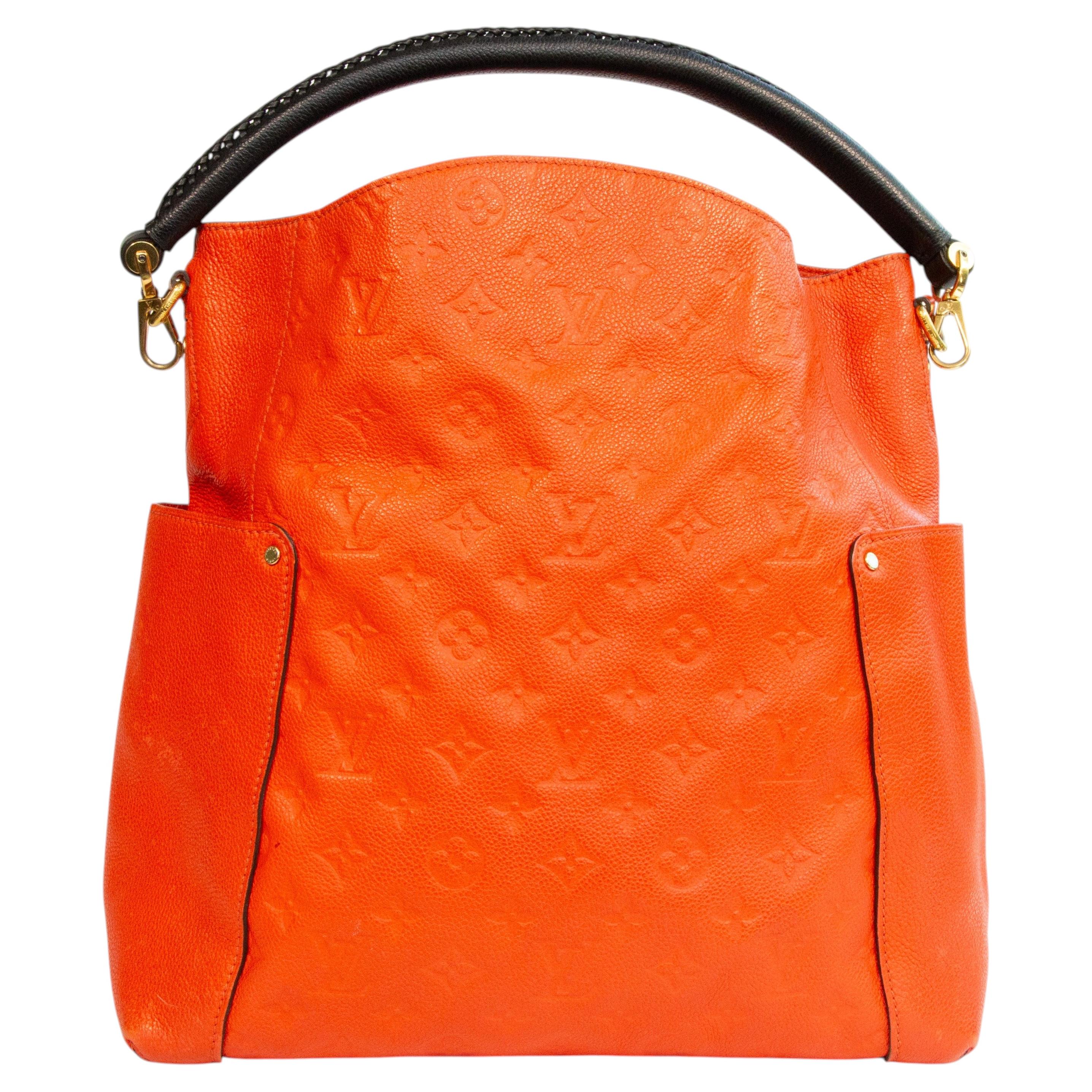 2000s Louis Vuitton Orange Leather Bagatelle Shoulder Bag For Sale