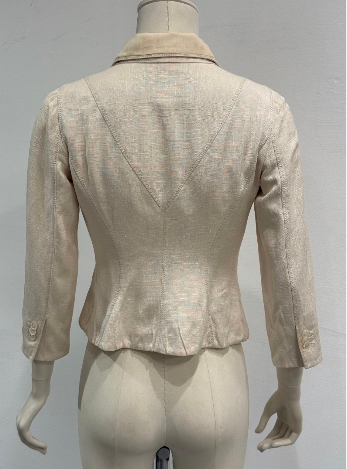 Brown veste peplum en lin structurée et croisée Louis Vuitton des années 2000 en vente