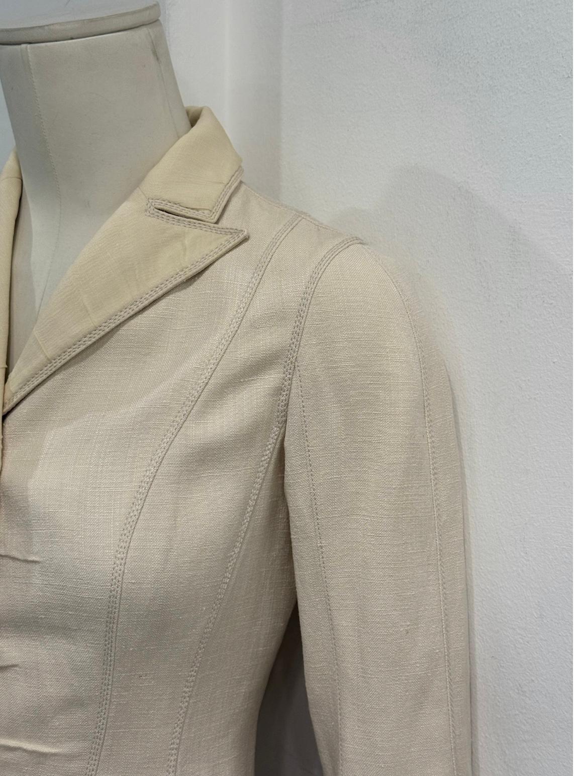 veste peplum en lin structurée et croisée Louis Vuitton des années 2000 en vente 2