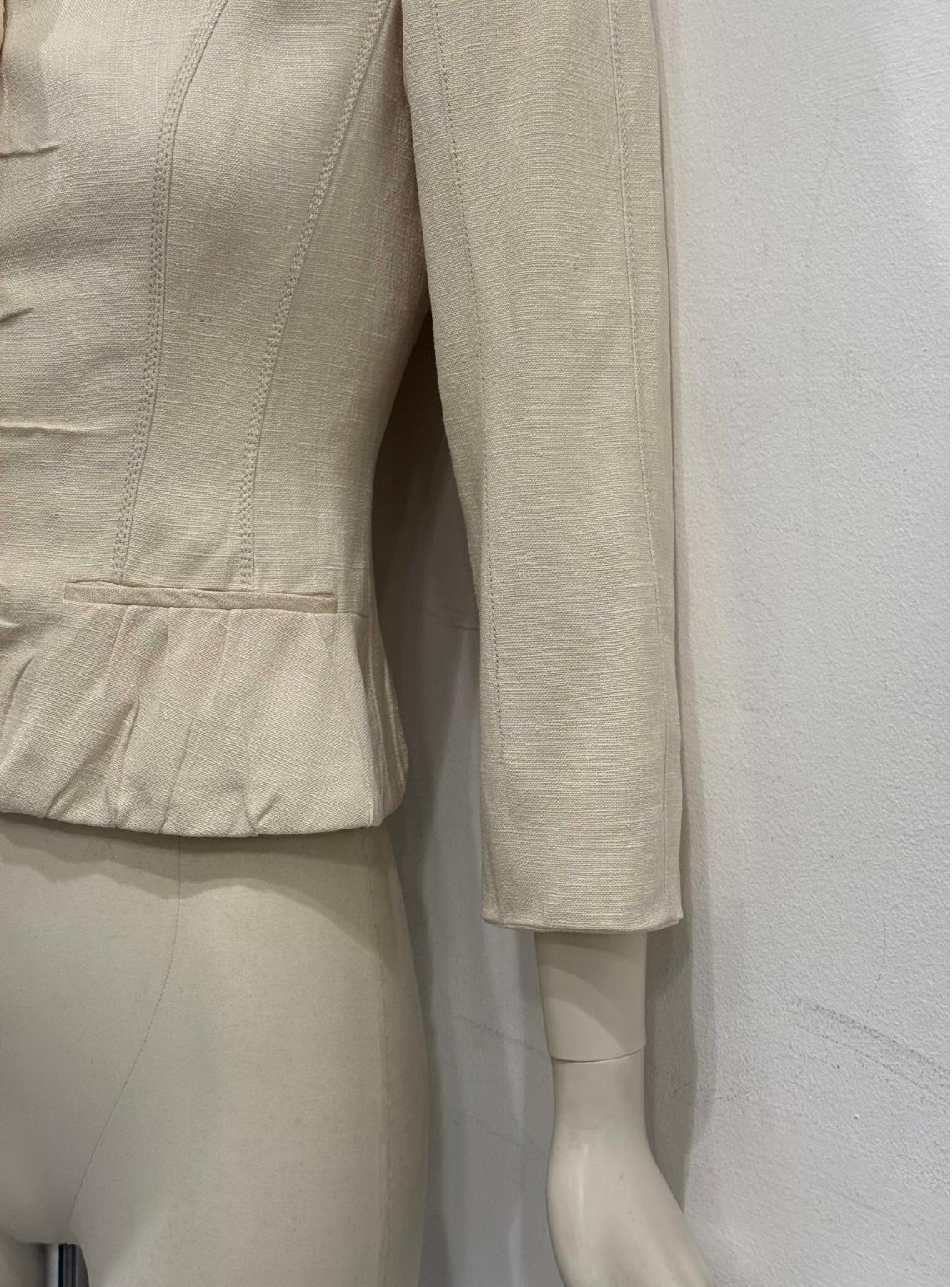 veste peplum en lin structurée et croisée Louis Vuitton des années 2000 en vente 3