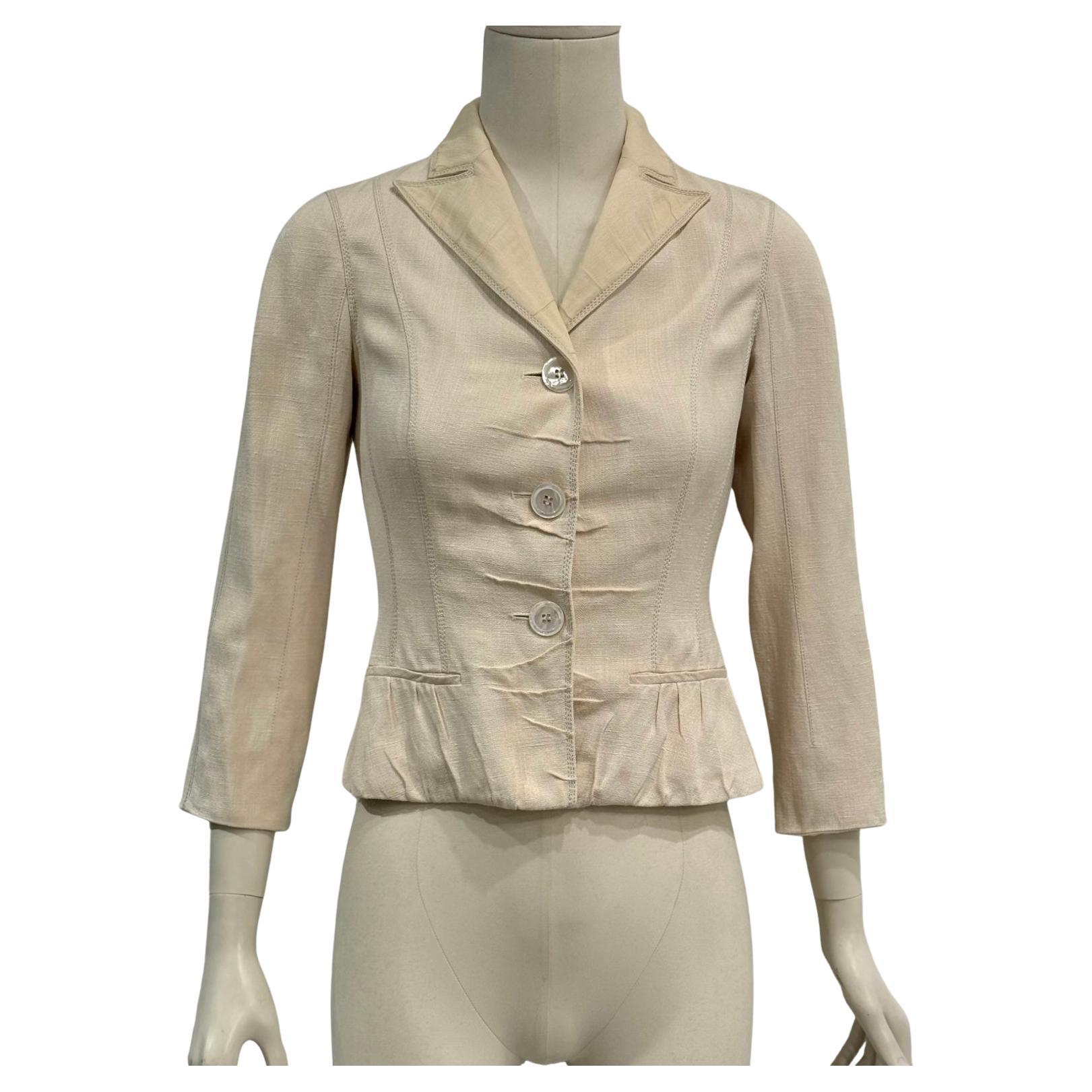 2000s Louis Vuitton structured cropped linen peplum jacket