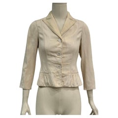 2000er Louis Vuitton strukturierte Jacke mit Schößchen aus Leinen