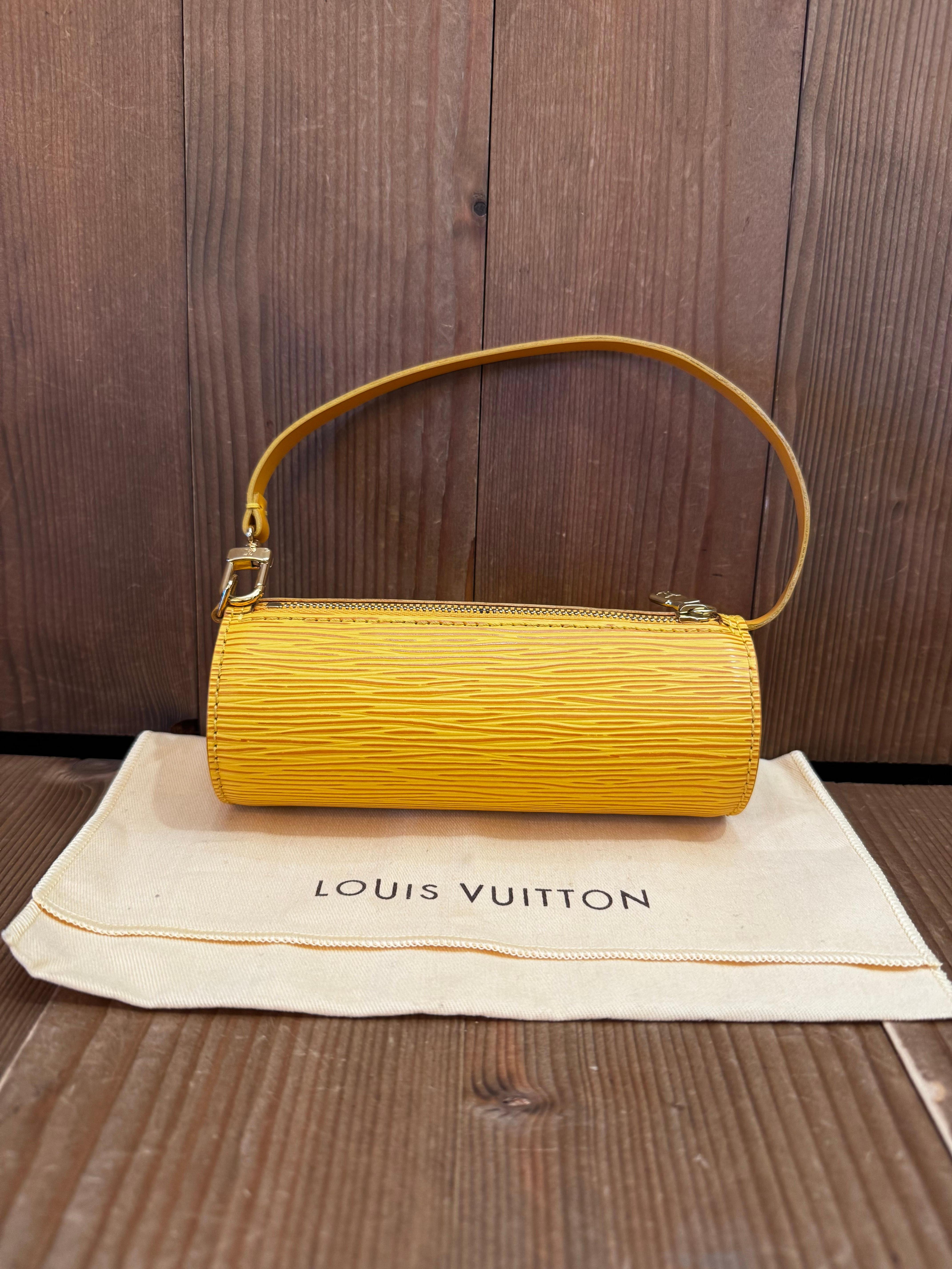 2000s LOUIS VUITTON Yellow Epi Leather Mini Papillon Pouch Hand Bag In Excellent Condition In Bangkok, TH