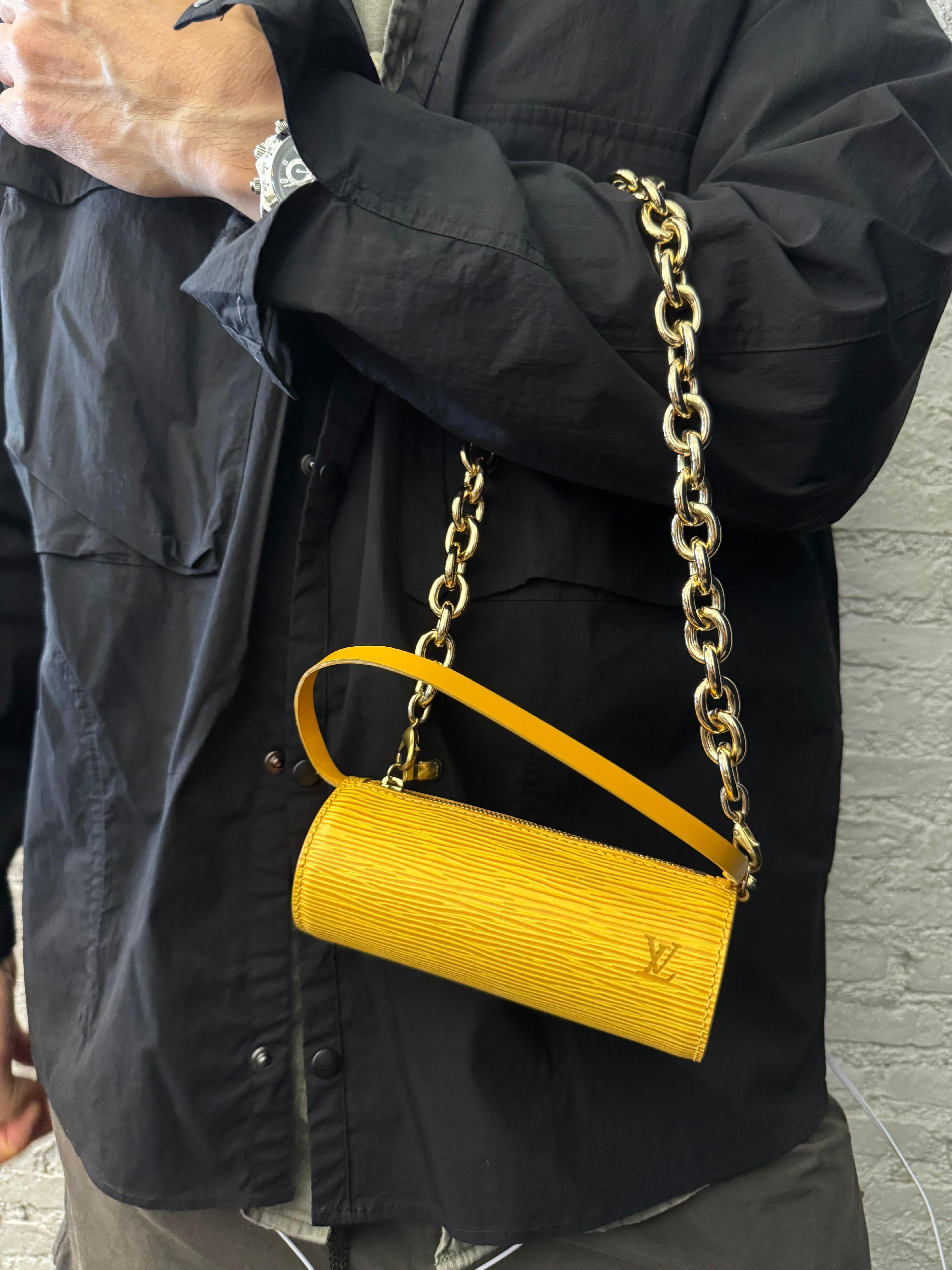 2000s LOUIS VUITTON Yellow Epi Leather Mini Papillon Pouch Hand Bag 2