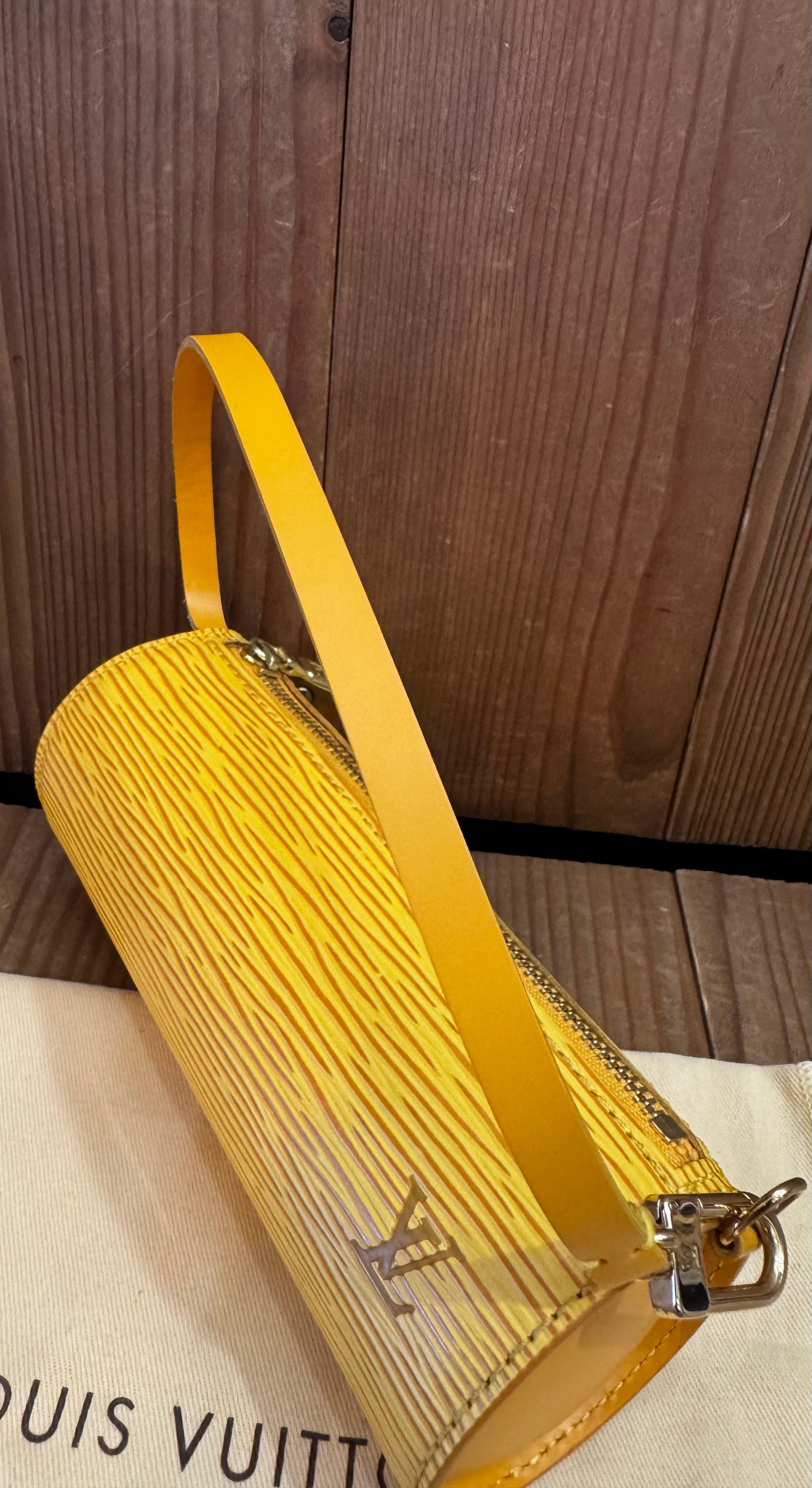 2000s LOUIS VUITTON Yellow Epi Leather Mini Papillon Pouch Hand Bag 3