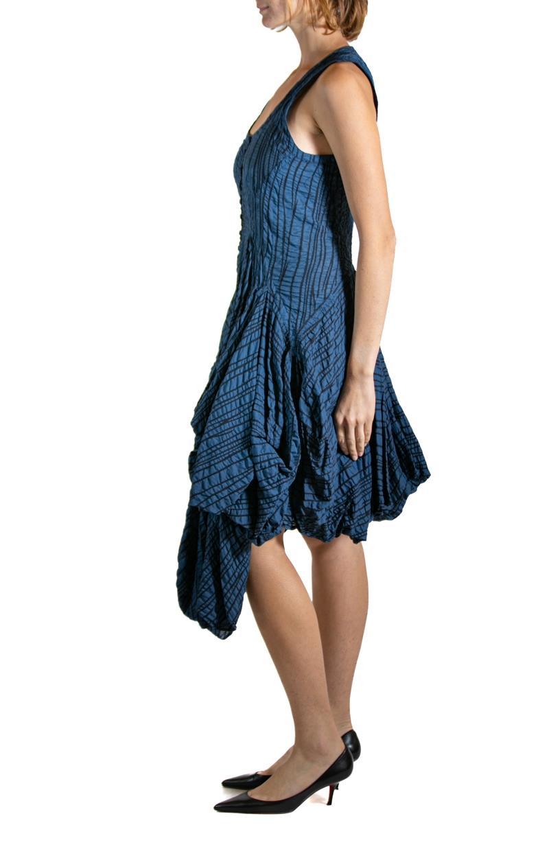 2000S Lune Luz Navy Blue & Black Striped Dress
