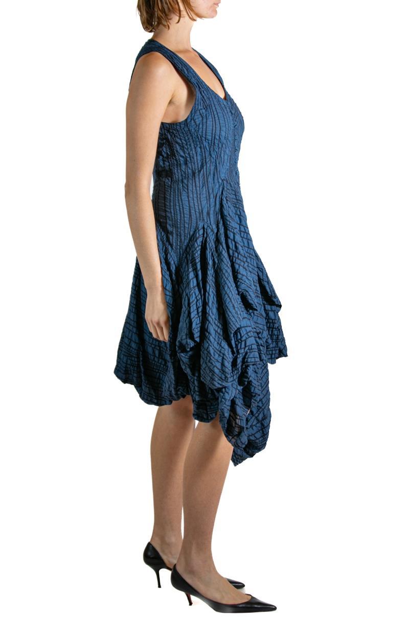 2000S Lune Luz Navy Blue & Black Striped Dress In Good Condition In New York, NY