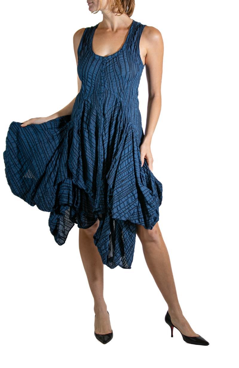 Women's or Men's 2000S Lune Luz Navy Blue & Black Striped Dress