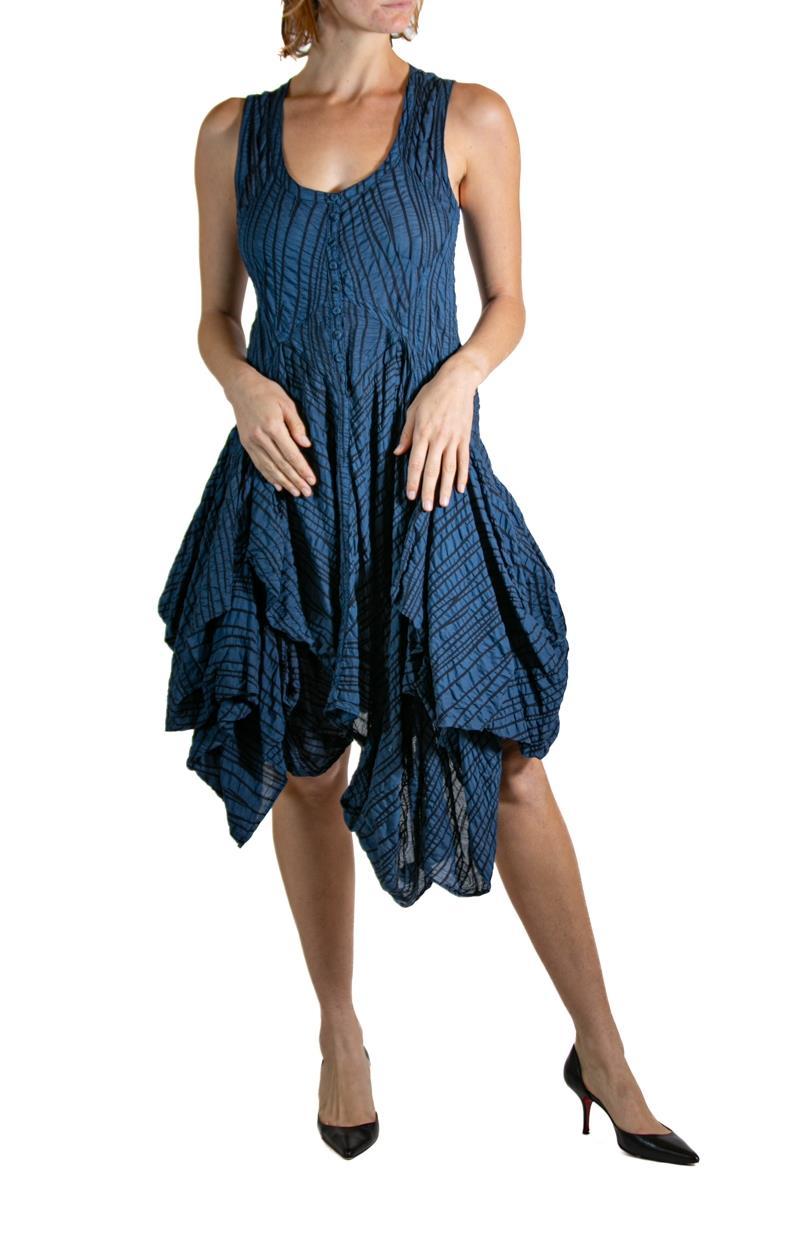 2000S Lune Luz Navy Blue & Black Striped Dress 1