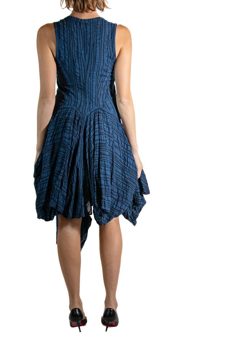 2000S Lune Luz Navy Blue & Black Striped Dress 2