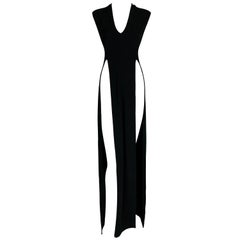 2000's Maison Martin Margiela Black Super High Slits Black Gown Dress ...