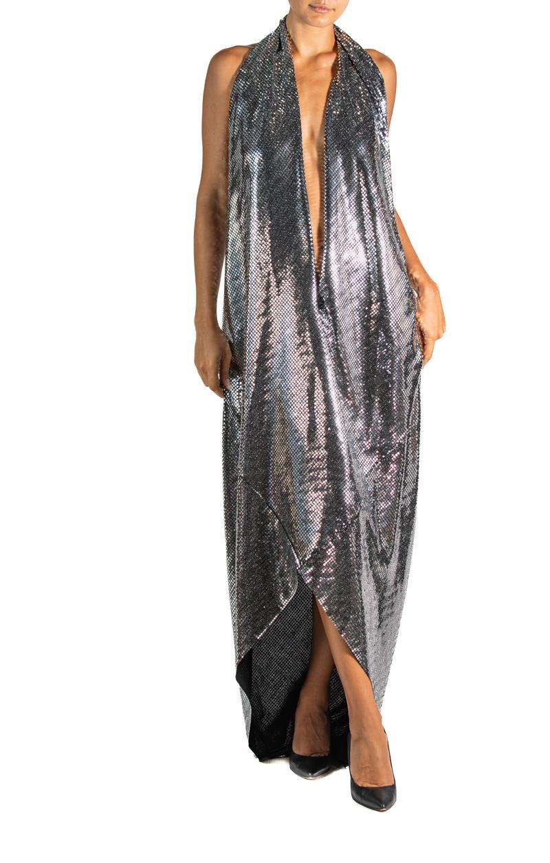 2000S Maison Martin Margiela Silver & Black Disco Mirror Cocktail Dress en vente 3