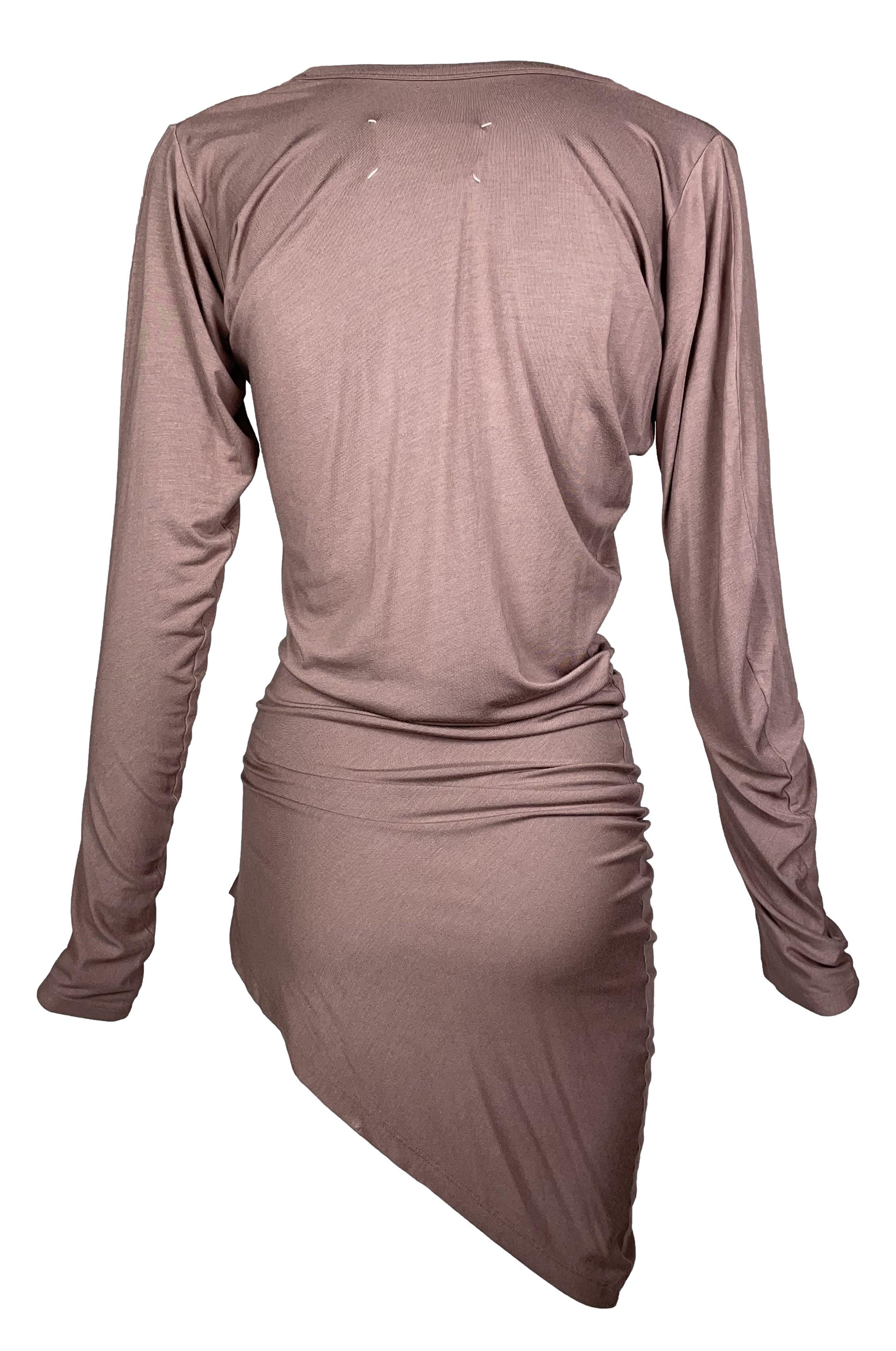 asymmetric single sleeve mini dress in mauve