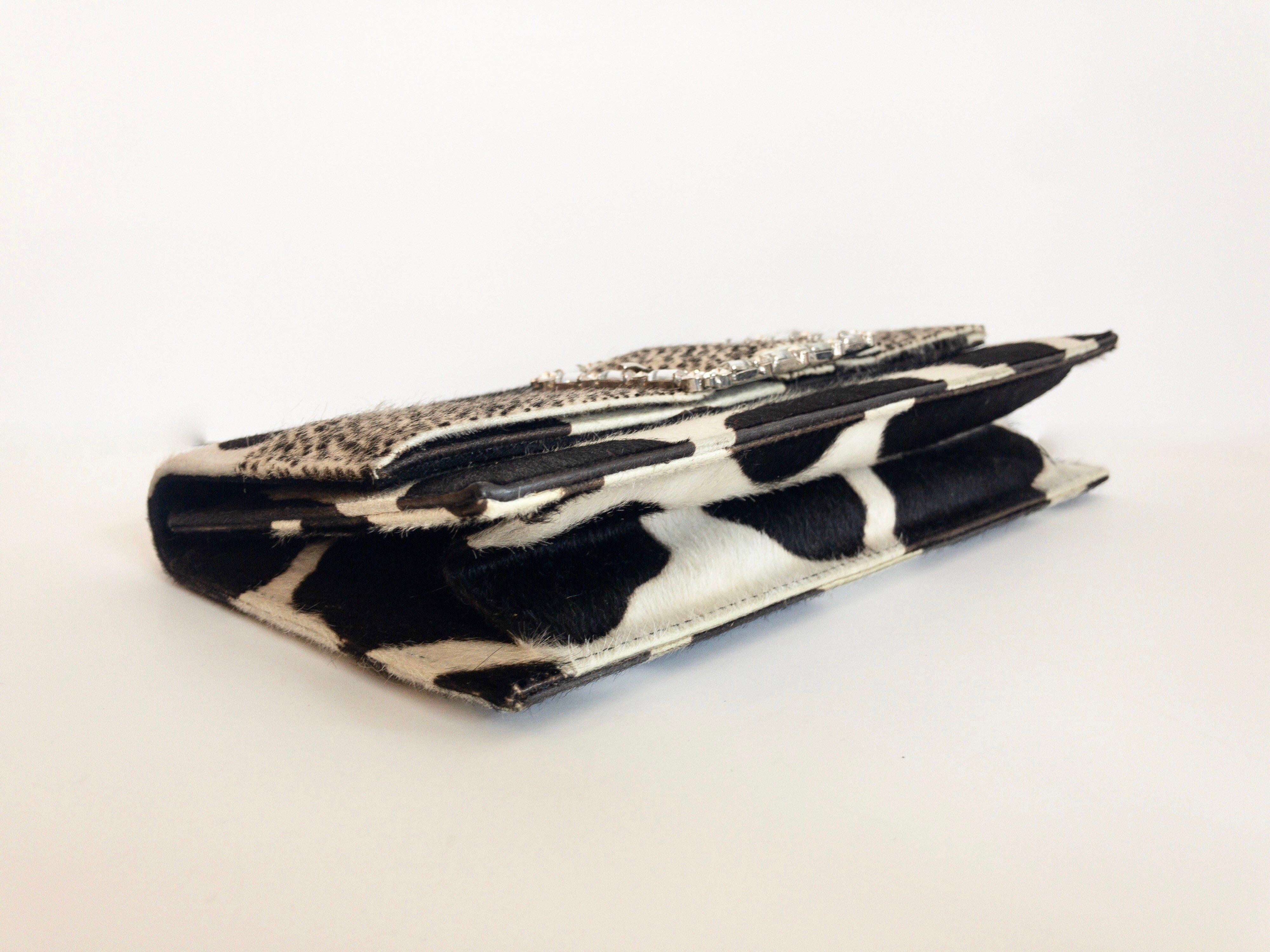 Manolo Blahnik 2000s Mixed Animal Print Calf Hair Clutch  In Good Condition In Scottsdale, AZ