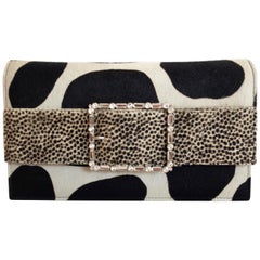 Manolo Blahnik 2000s Mixed Animal Print Calf Hair Clutch
